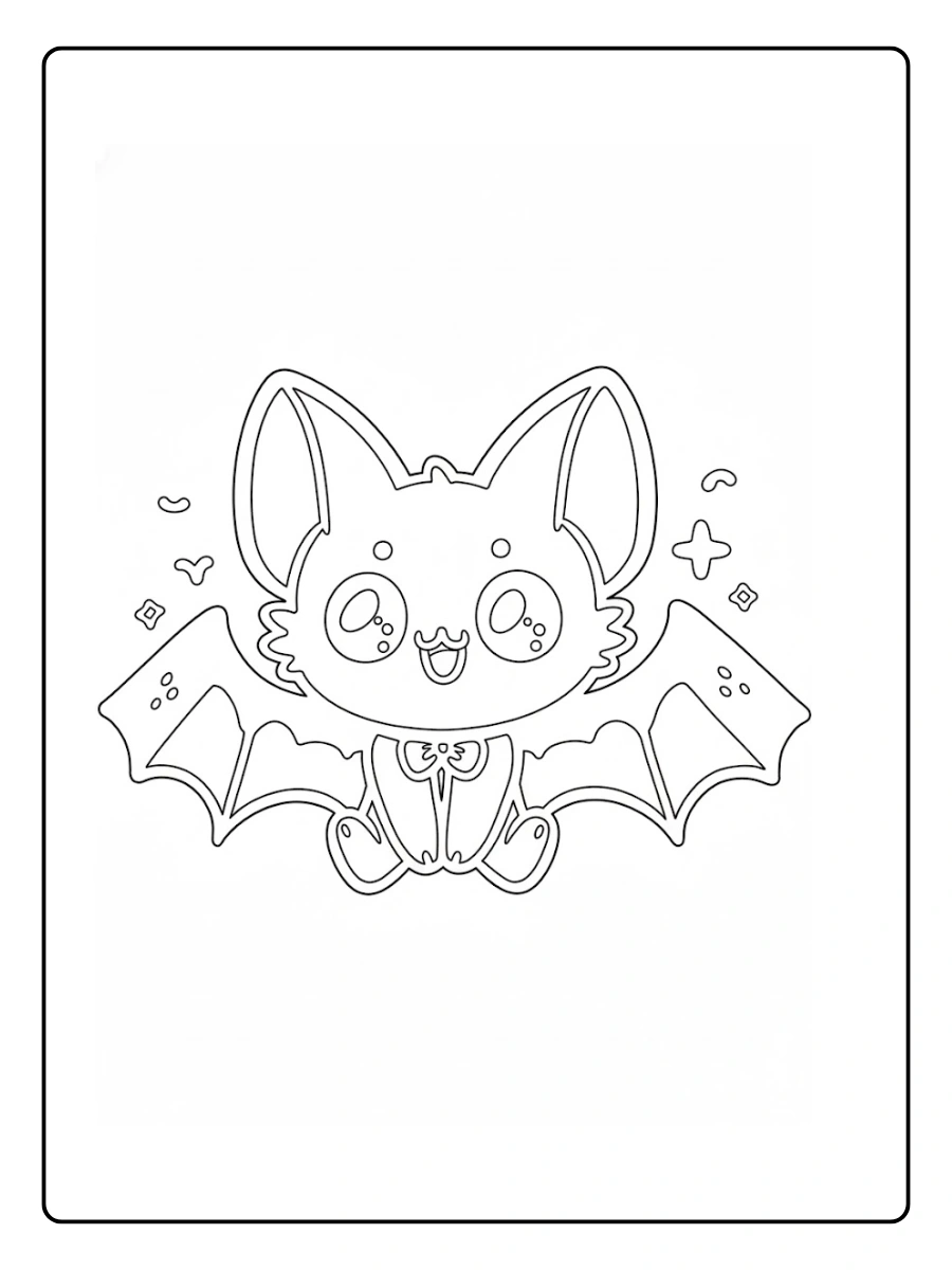 Cute Bat Coloring Pages – Detailed Bat Illustration