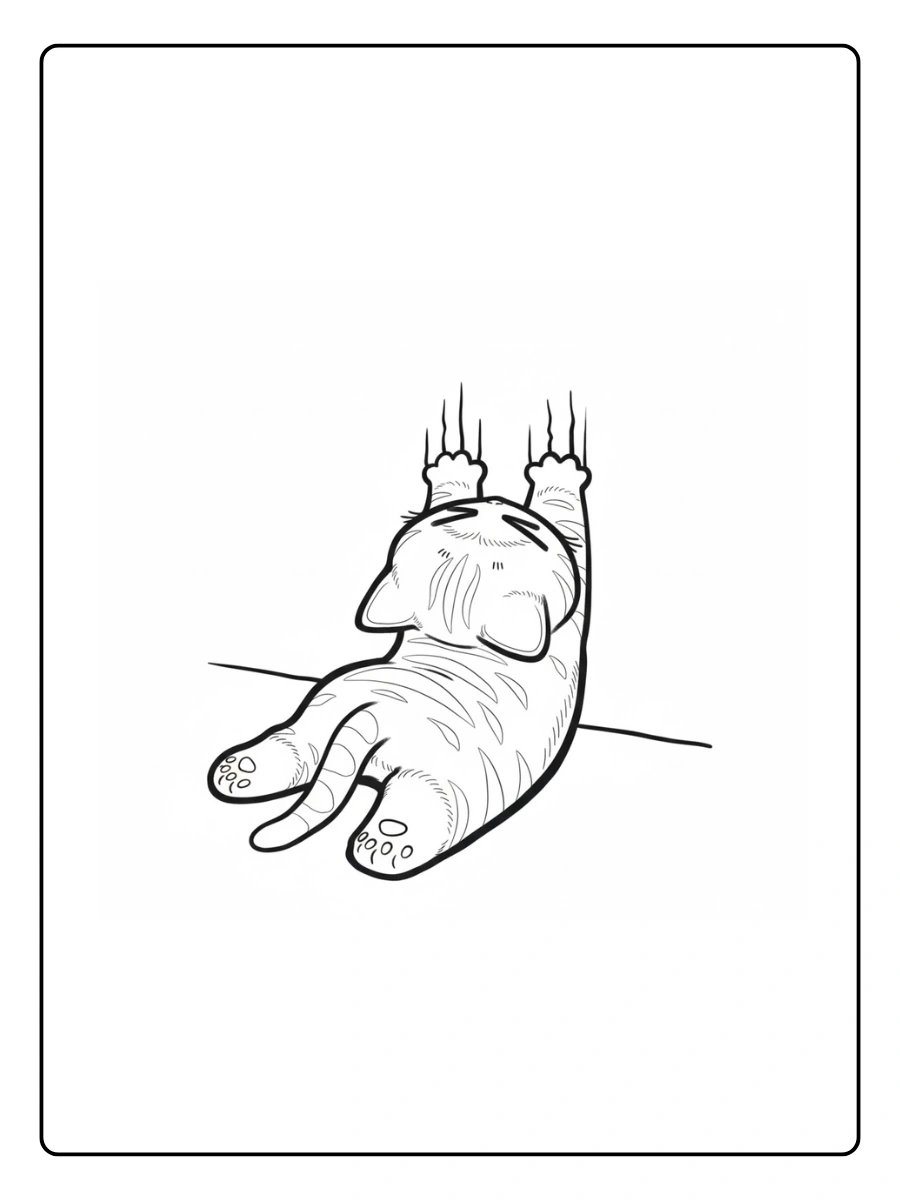 Cute Cat Coloring Pages – Cute Cat Stretching