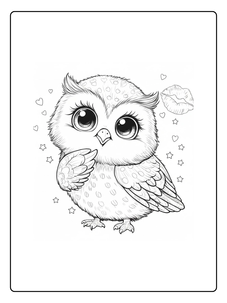 Cute Owl Coloring Pages – Big Eyes Owl Cute Owl Coloring Pages – Big Eyes Owl