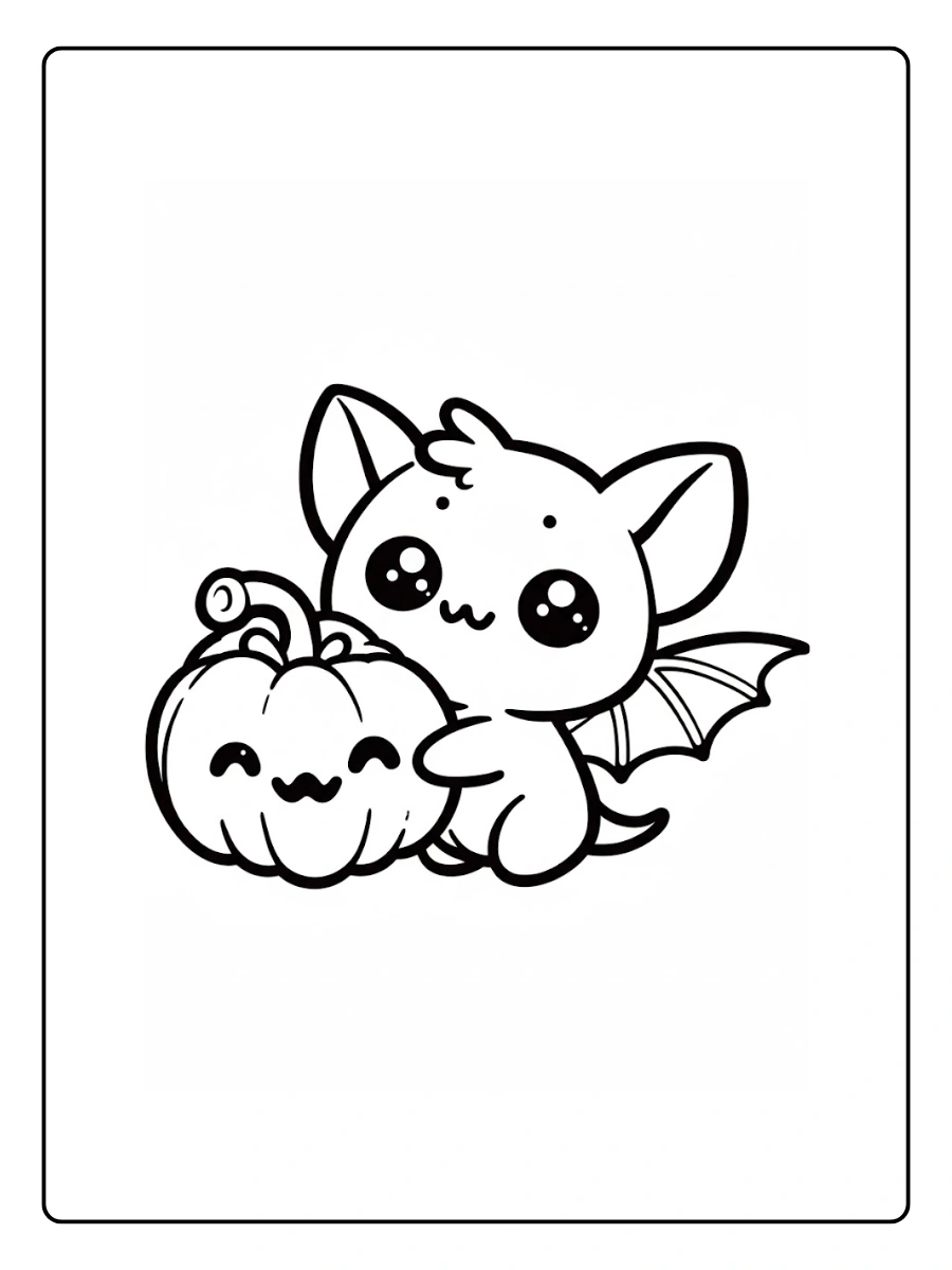 Cute Bat Coloring Pages – Happy Bat