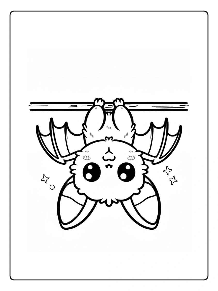 Cute Bat Coloring Pages – Bat Hanging Upside Down