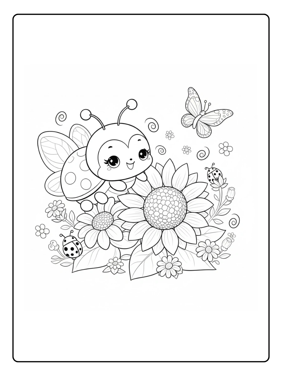 Ladybug Coloring Pages – Ladybug Nature Scene
