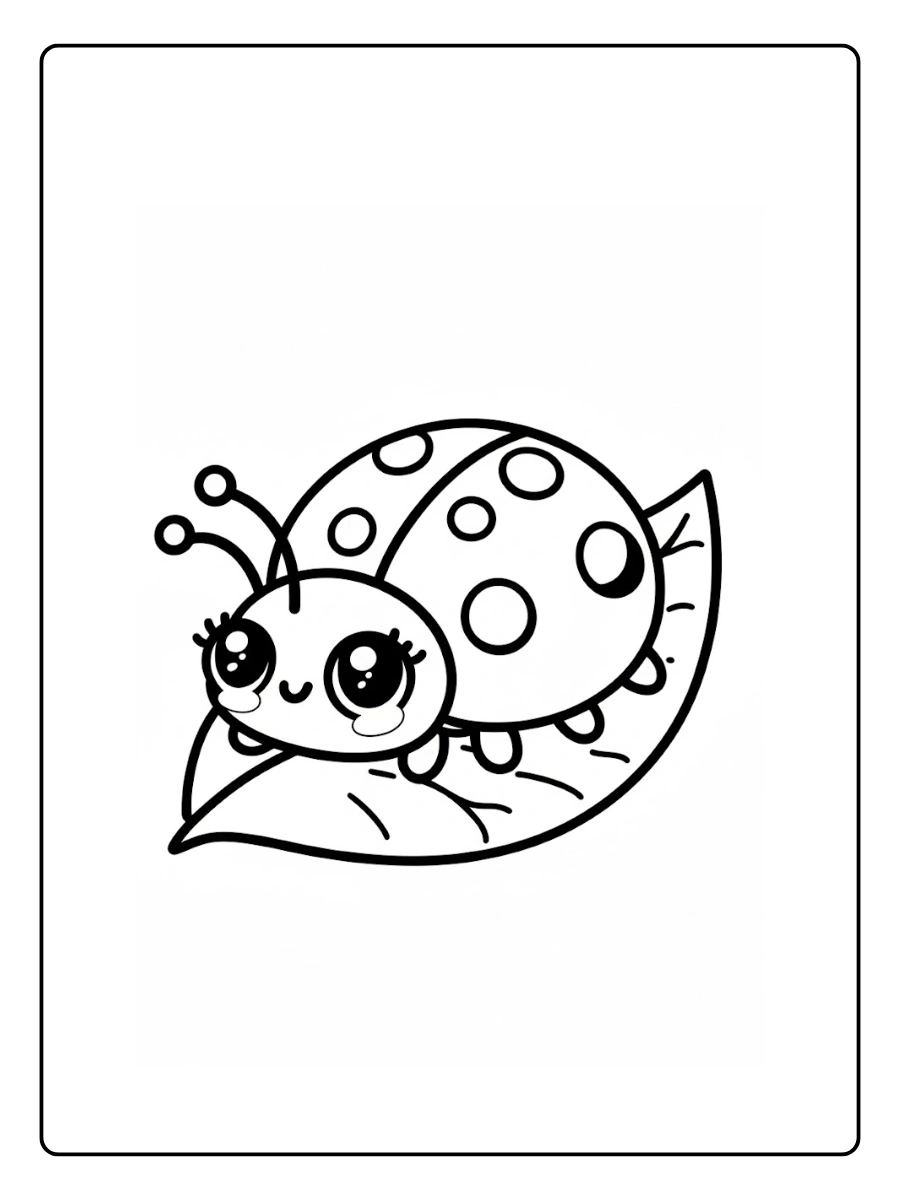 Ladybug Coloring Pages – Ladybug on Leaf