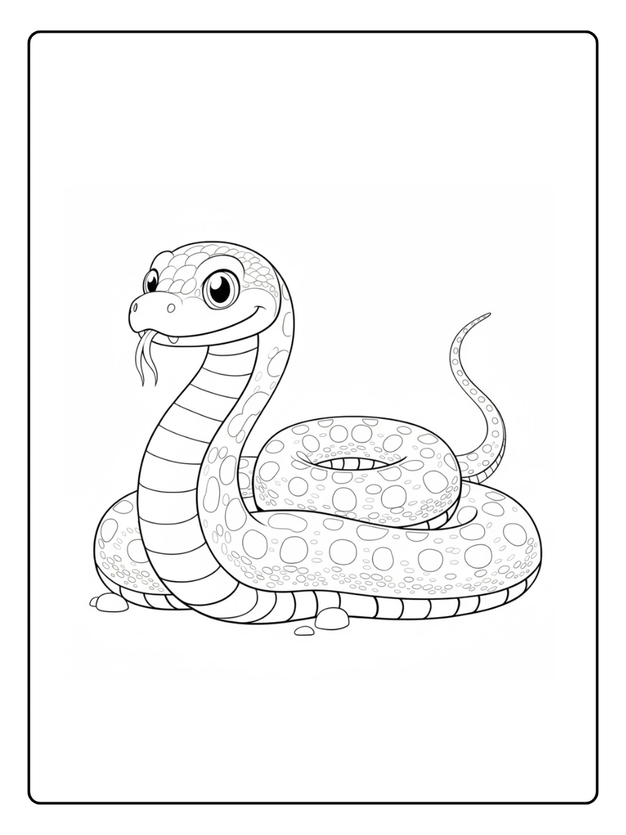 Snake Coloring Pages – Snake with Tongue Out