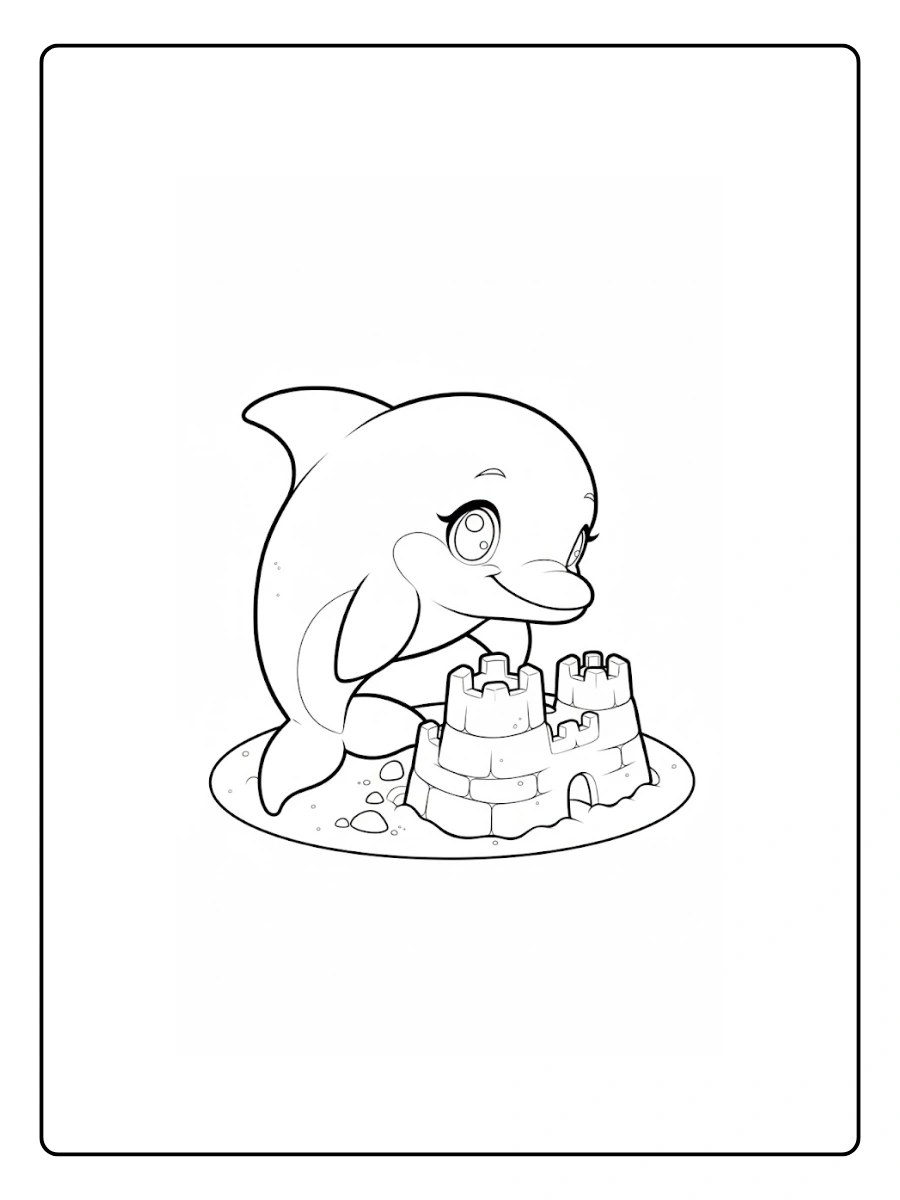 Dolphin Coloring Pages – Cute Baby Dolphin