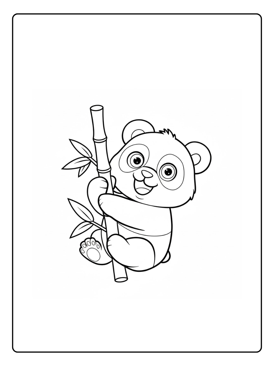 Cute Panda Coloring Pages – Cute Panda Hugging Bamboo