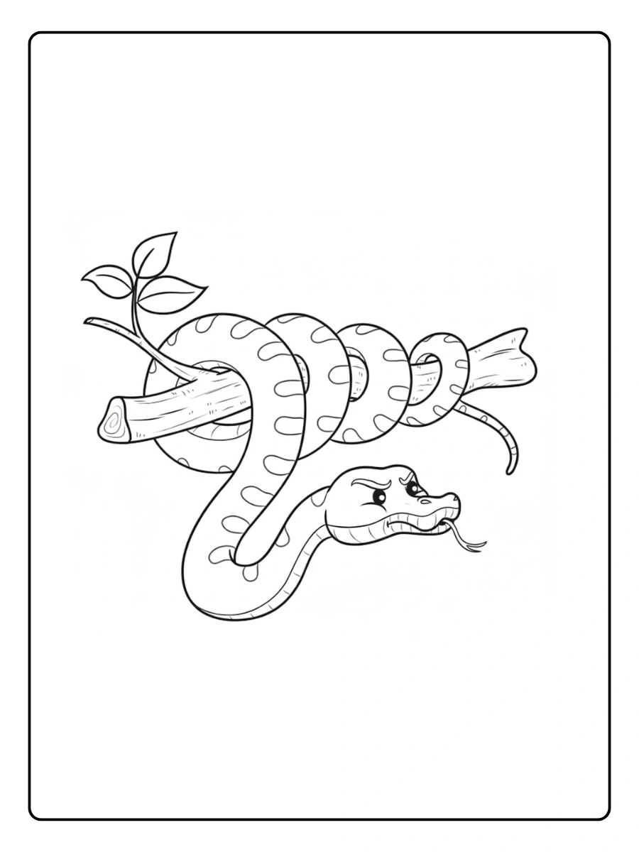 Snake Coloring Pages – Snake in Jungle