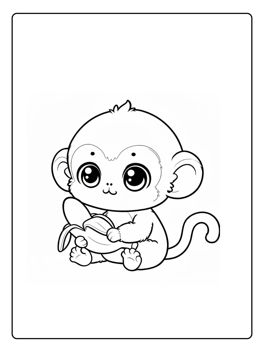 Monkey Coloring Pages – Monkey Eating Banana Monkey Coloring Pages – Monkey Eating Banana