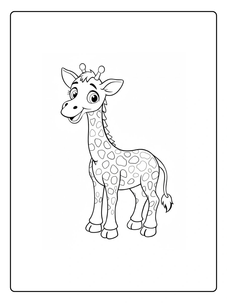 Giraffe Coloring Pages – Happy Giraffe Pose