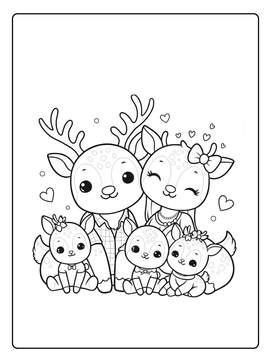 Deer Coloring Pages – Deer Family Scene