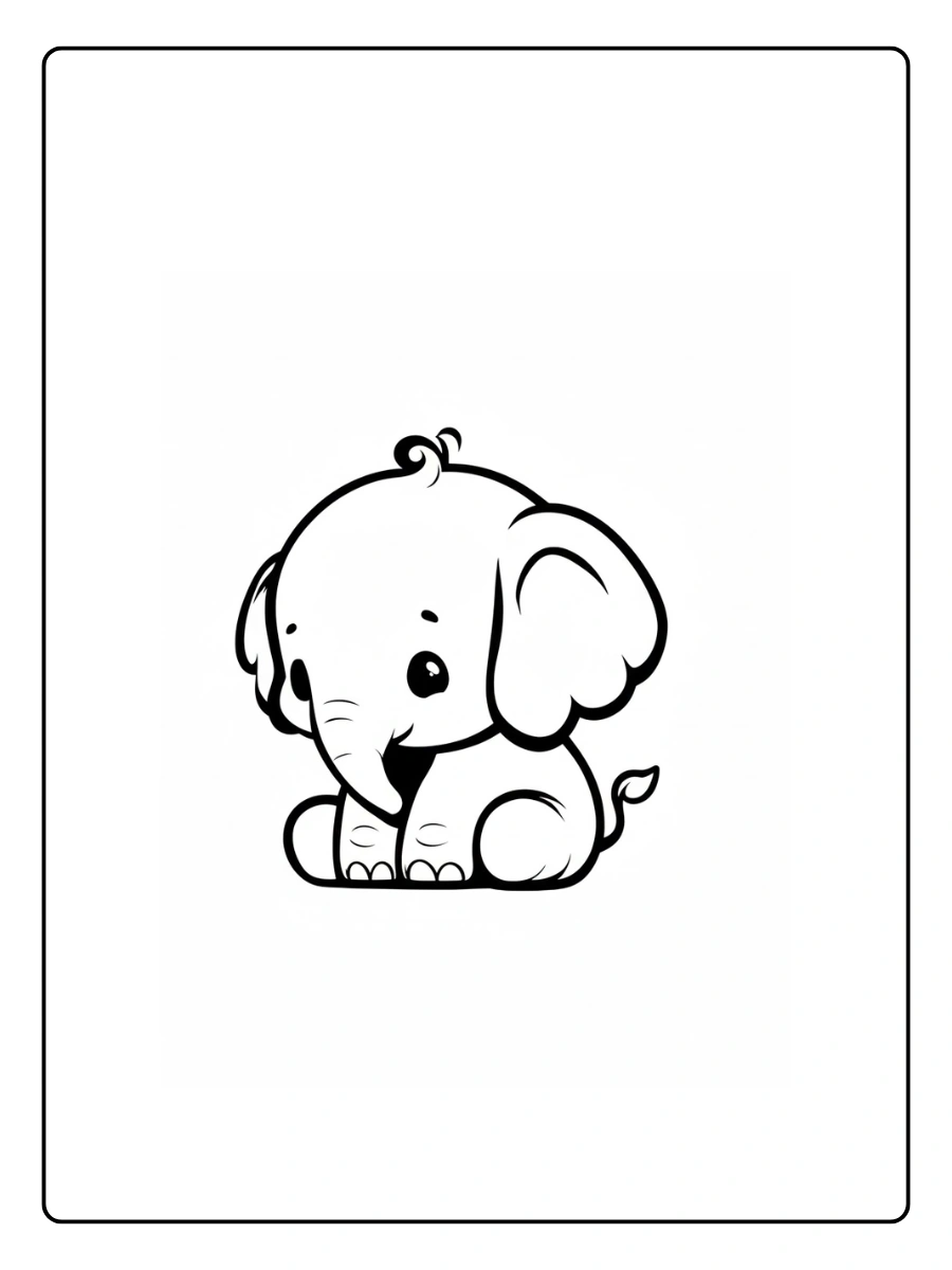 Cute Elephant Coloring Pages – Friendly Elephant Cute Elephant Coloring Pages – Friendly Elephant