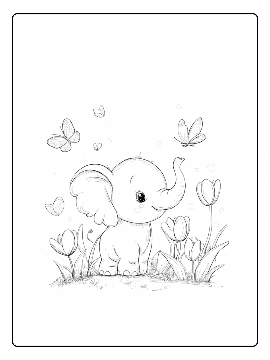 Cute Elephant Coloring Pages – Smiling Elephant Cute Elephant Coloring Pages – Smiling Elephant