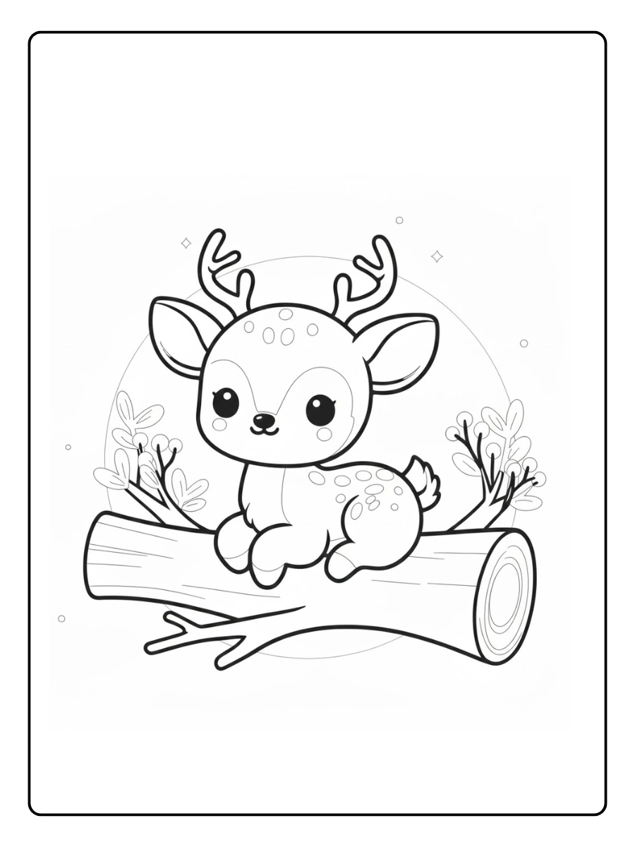 Deer Coloring Pages – Deer Woodland Scene