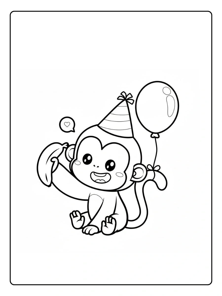 Monkey Coloring Pages – Monkey with Banana Monkey Coloring Pages – Monkey with Banana