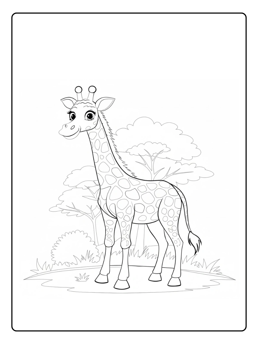 Giraffe Coloring Pages – African Savannah Giraffe