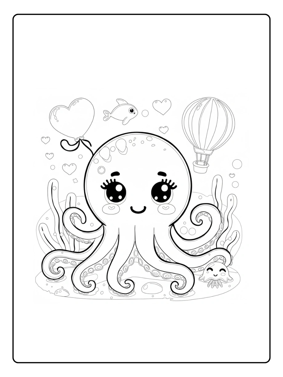Octopus Coloring Pages – Octopus in the Ocean