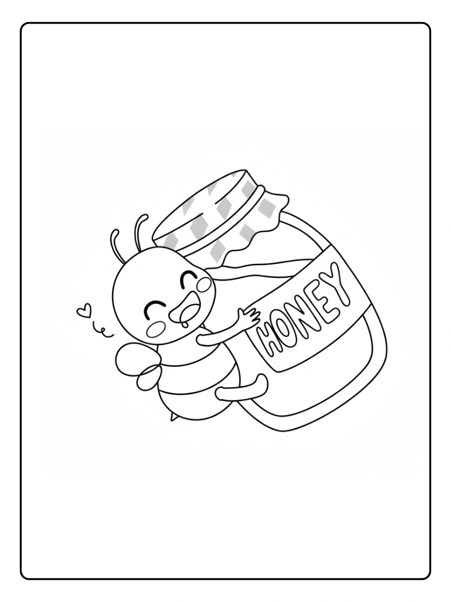 Bee Coloring Pages – Bee with Honey Pot