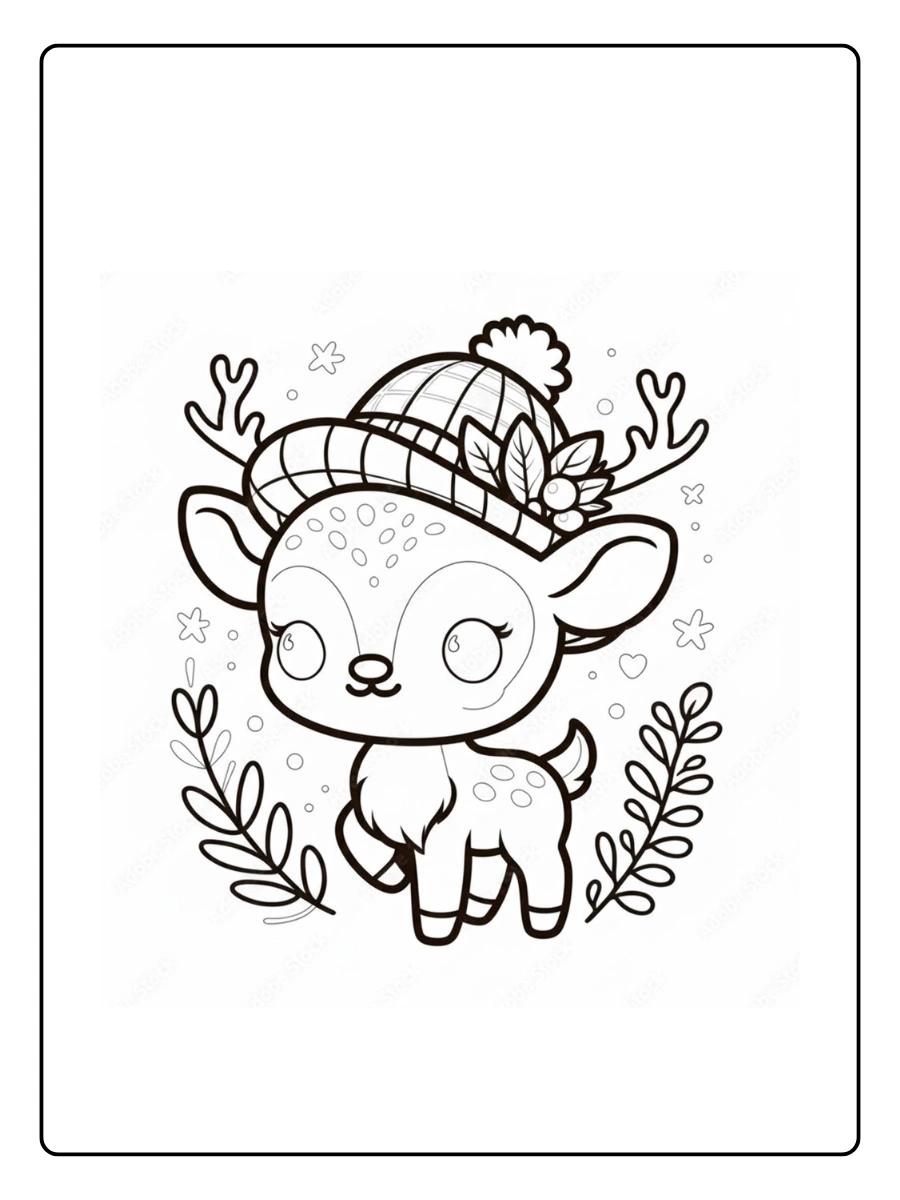 Deer Coloring Pages – Deer with Trees