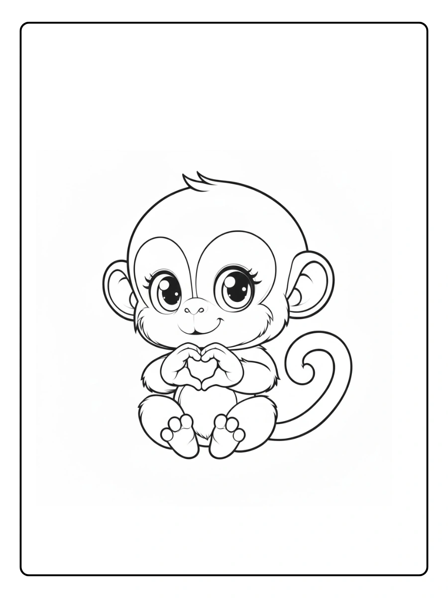 Monkey Coloring Pages – Smiling Cartoon Monkey Monkey Coloring Pages – Smiling Cartoon Monkey