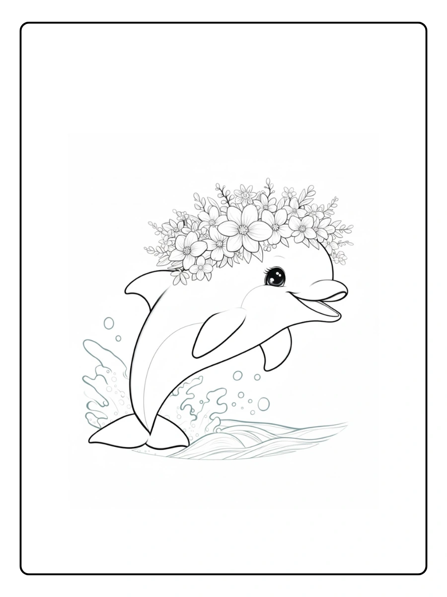 Dolphin Coloring Pages – Detailed Dolphin Illustration