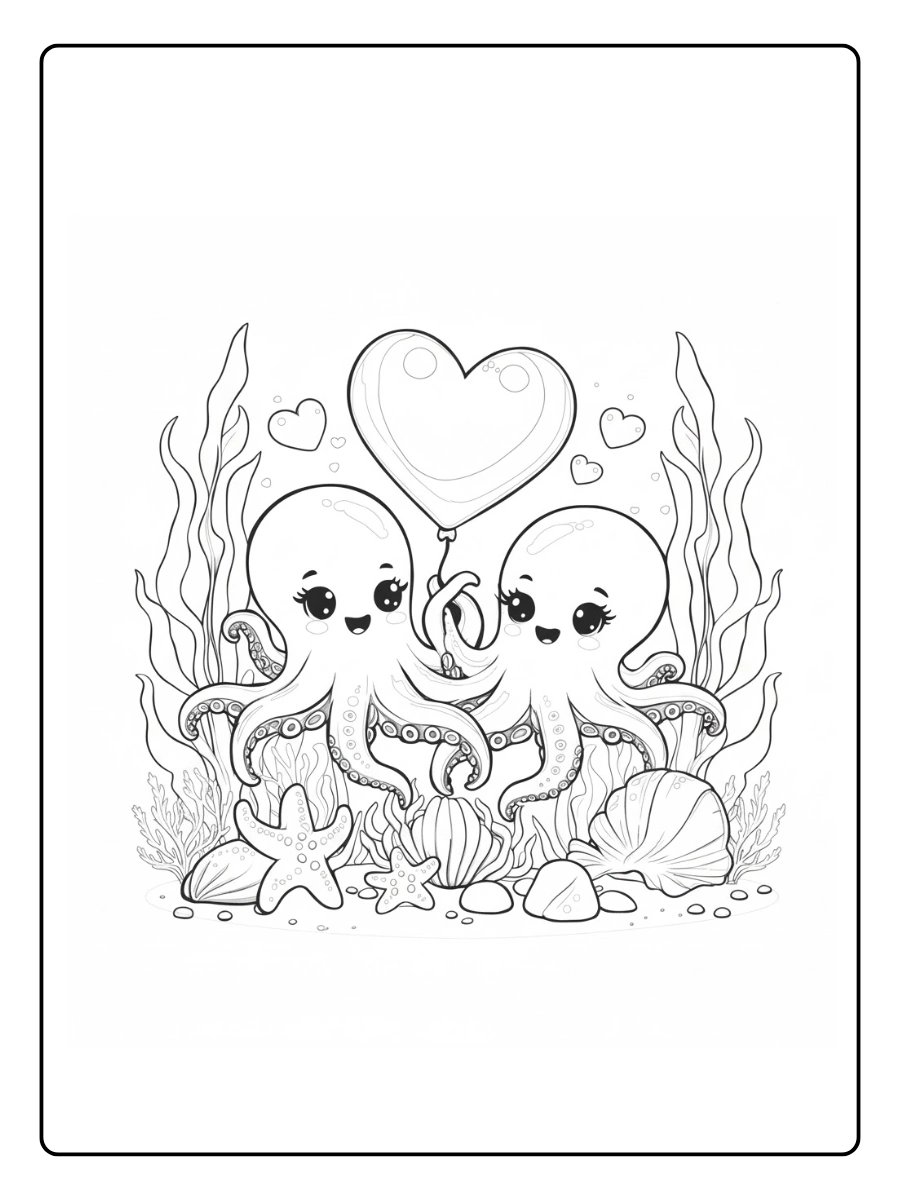 Octopus Coloring Pages – Octopus Sea Life Scene