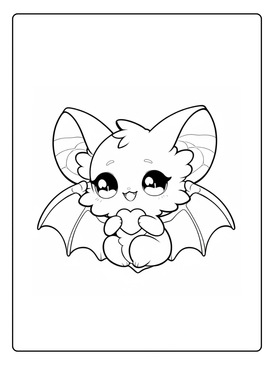 Cute Bat Coloring Pages – Bat Under Moonlight