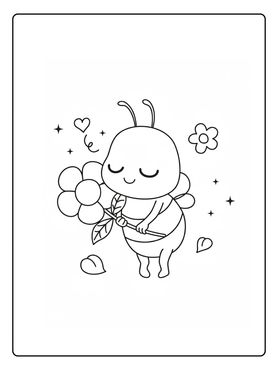 Bee Coloring Pages – Happy Cartoon Bee