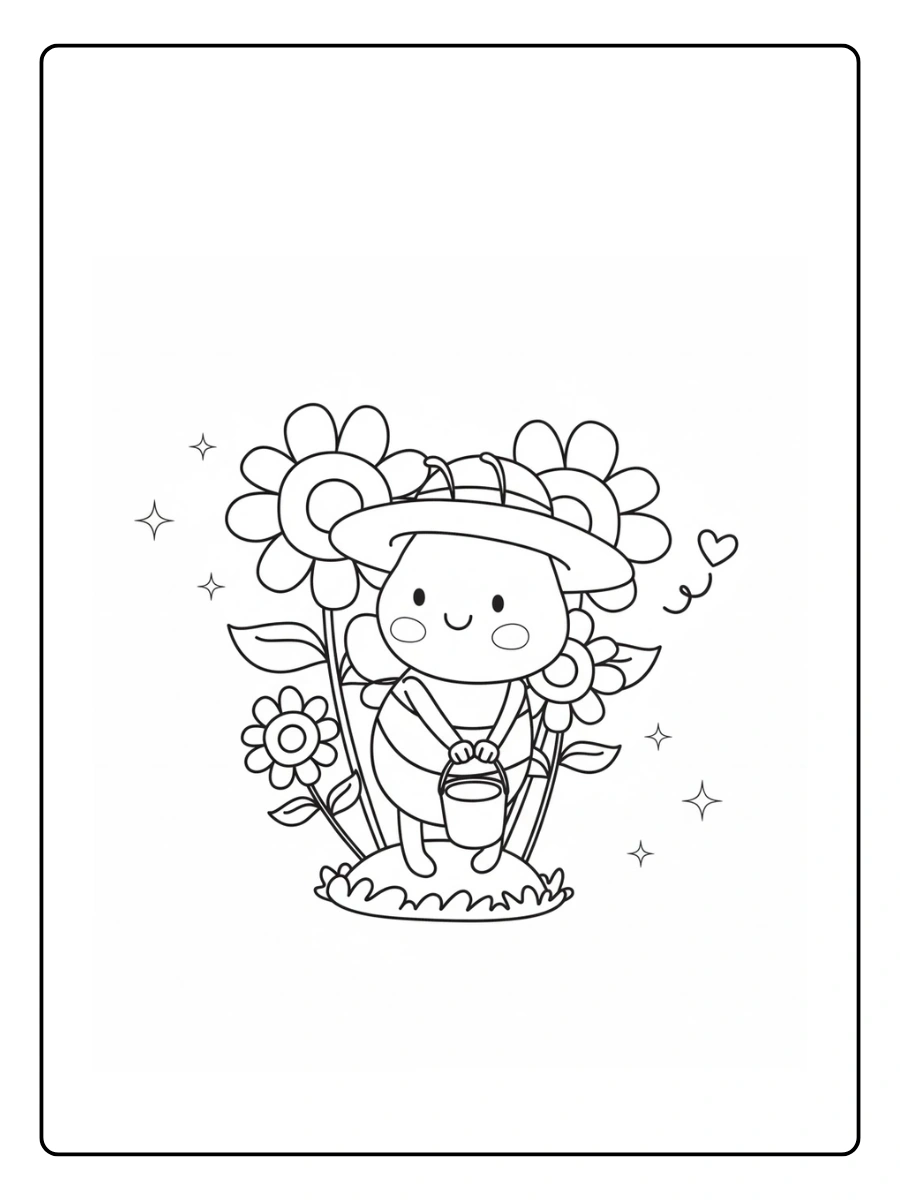 Bee Coloring Pages – Bee in Garden Scene