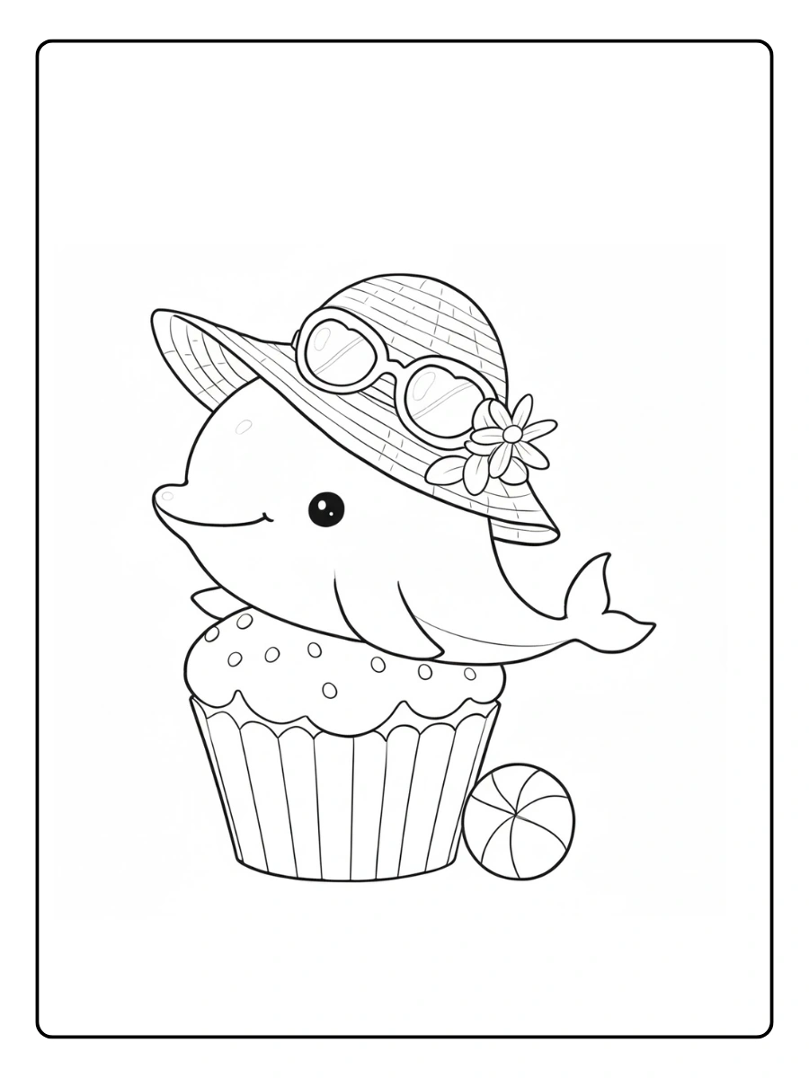 Dolphin Coloring Pages – Tropical Dolphin Scene