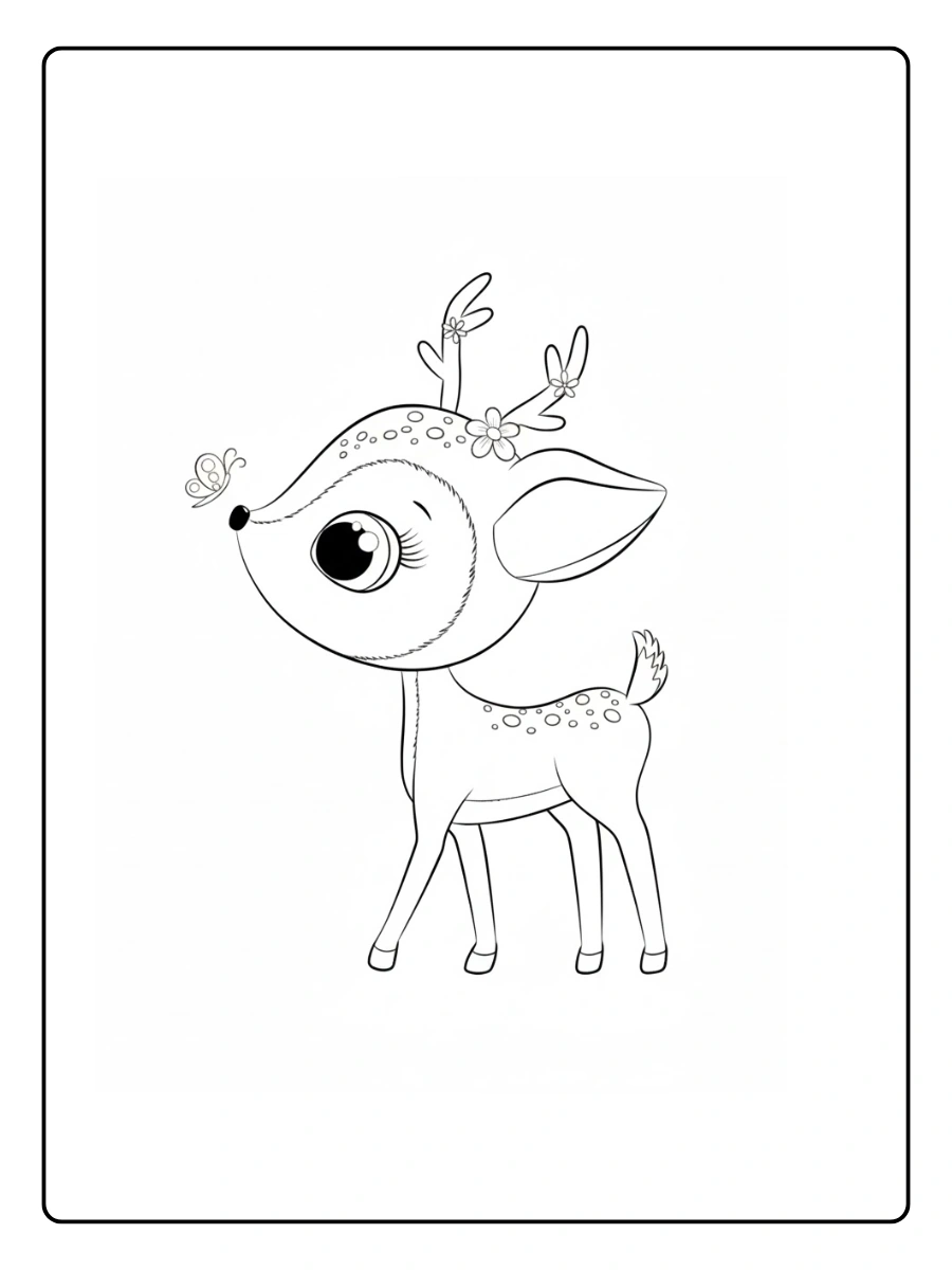 Deer Coloring Pages – Detailed Deer Illustration