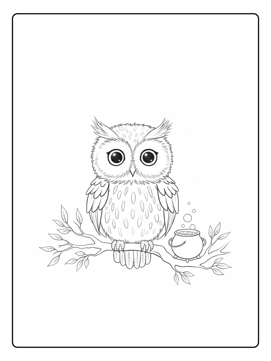 Cute Owl Coloring Pages – Perched Owl Cute Owl Coloring Pages – Perched Owl