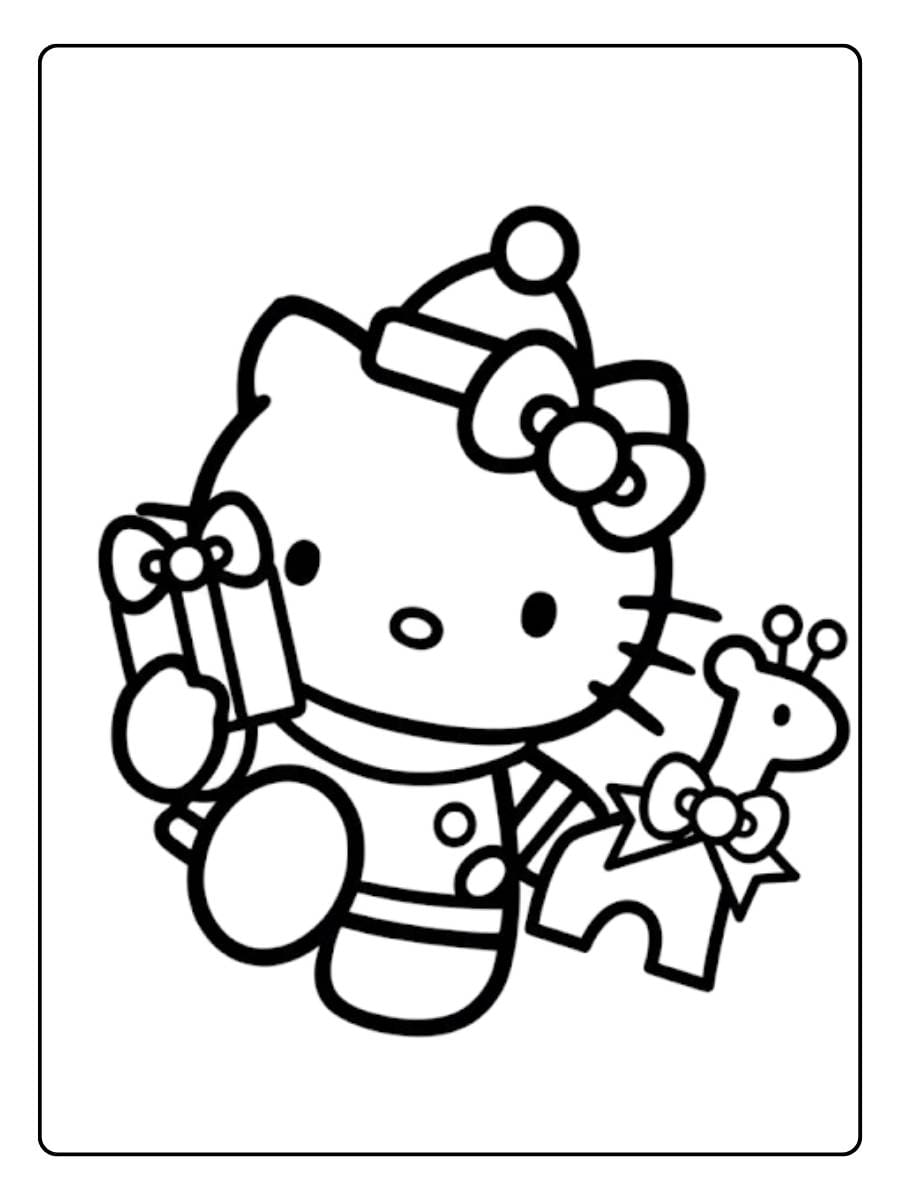 hello kitty christmas coloring pages drawing