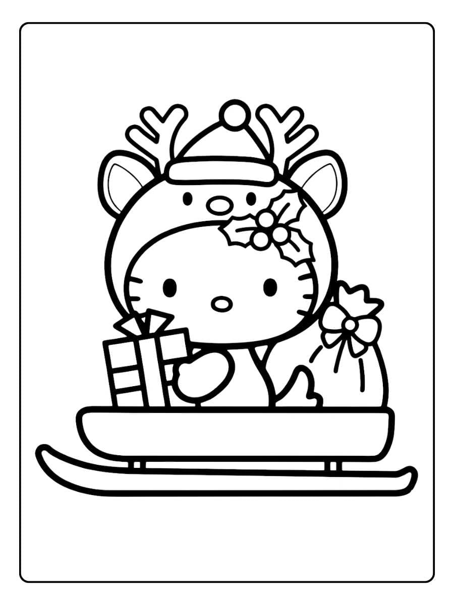 hello kitty christmas coloring pages high resolution