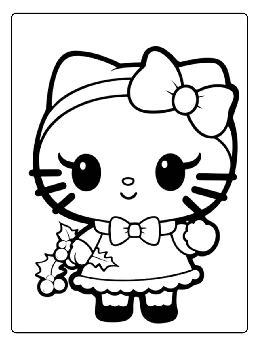 hello kitty christmas coloring pages illustration