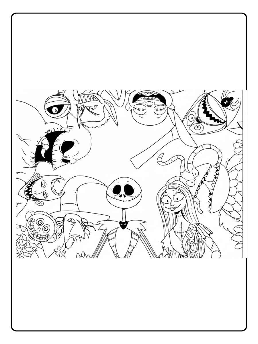 nightmare before christmas coloring pages cute