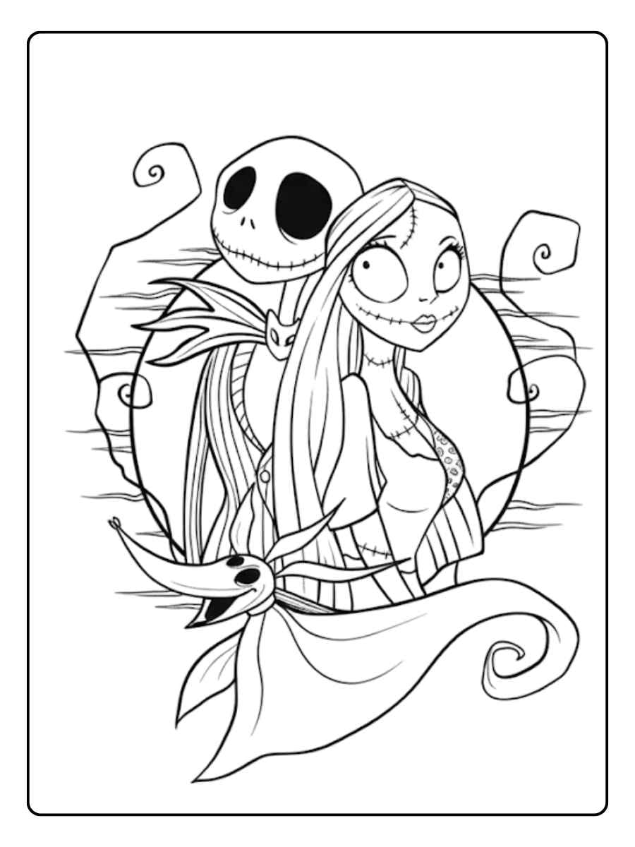 nightmare before christmas coloring pages full page
