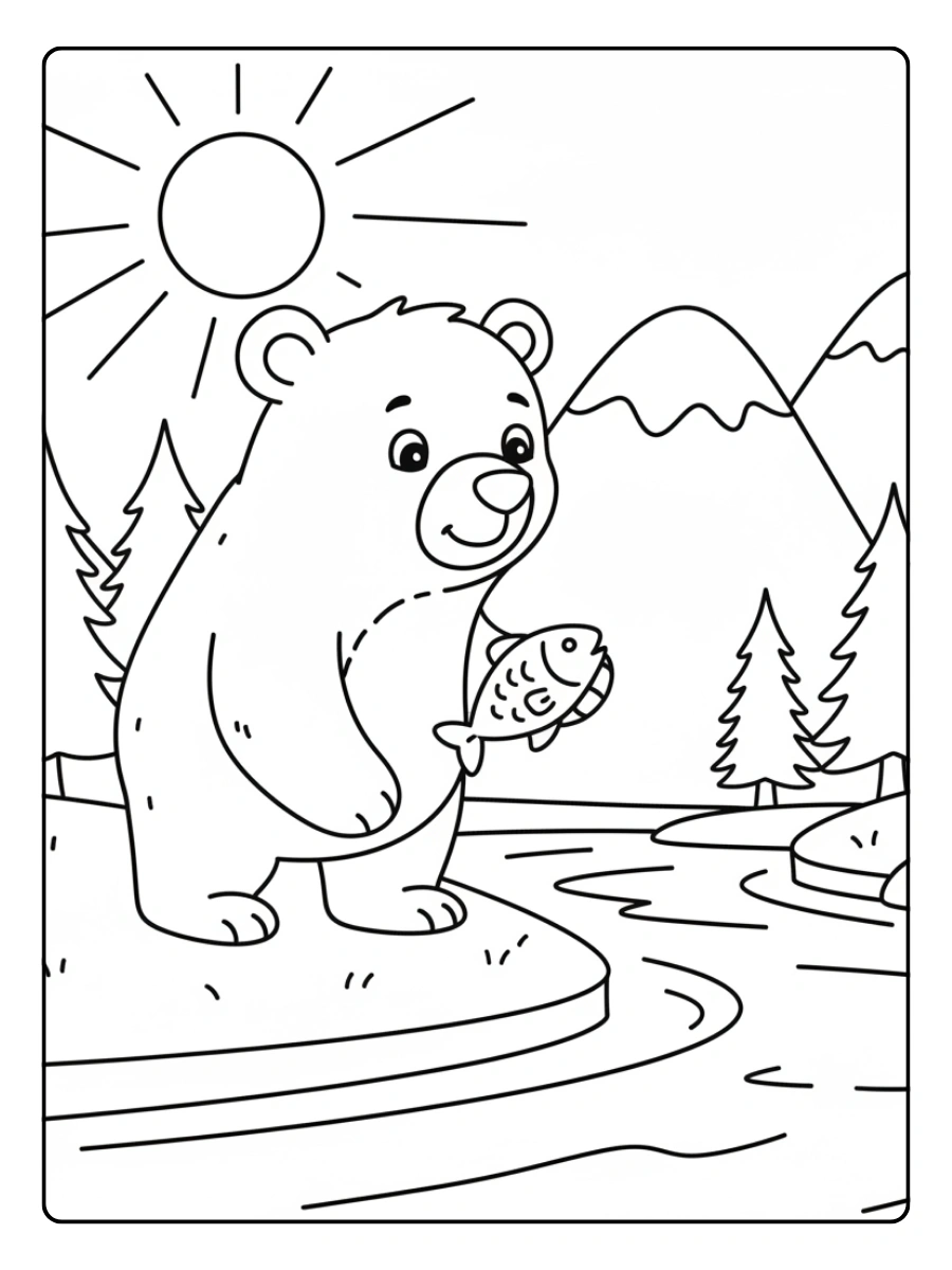 Bear Coloring Pages – Bear by River