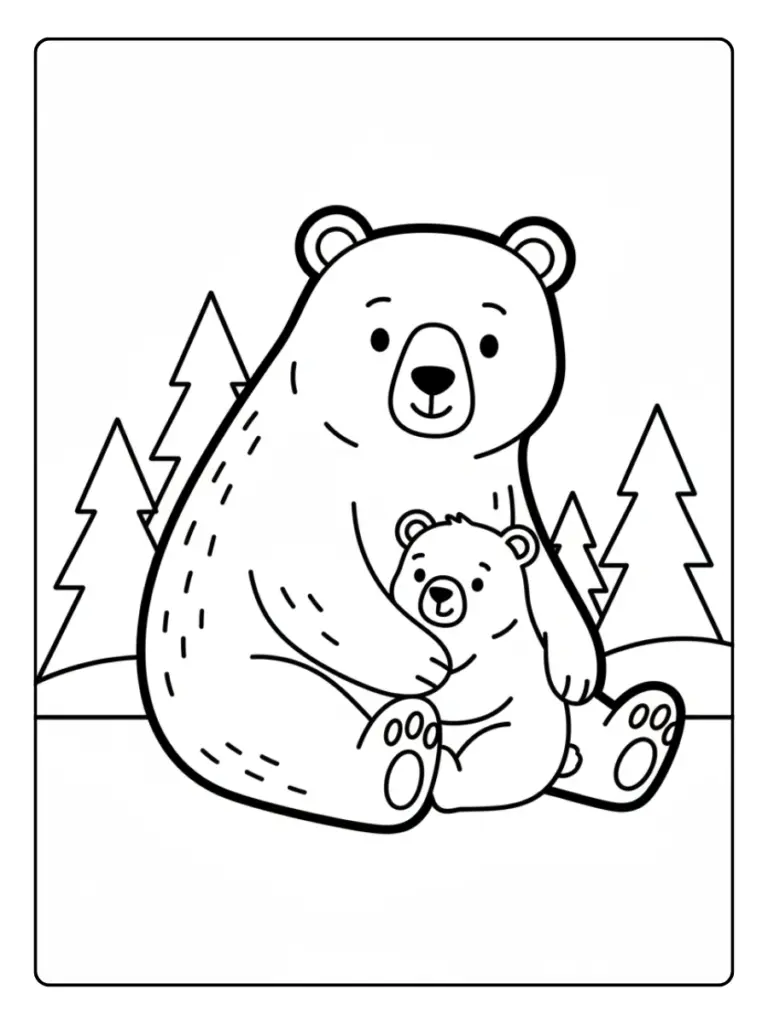 Bear Coloring Pages – Mama and Baby Bear