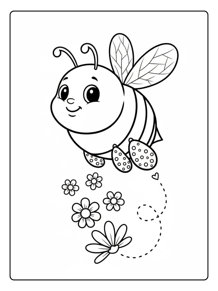 Bee Coloring Pages – Bee Carrying Pollen