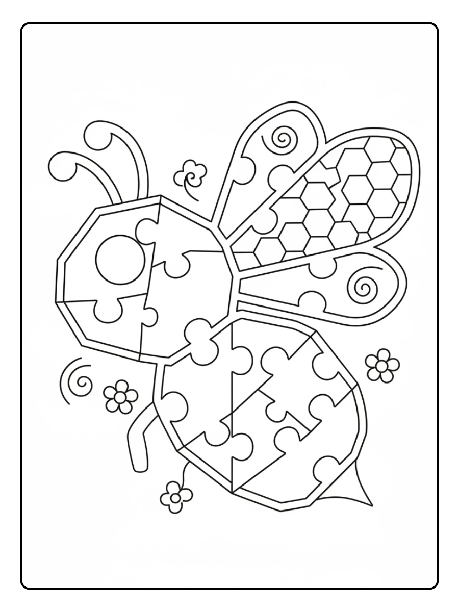 Bee Coloring Pages – Bee Coloring Puzzle