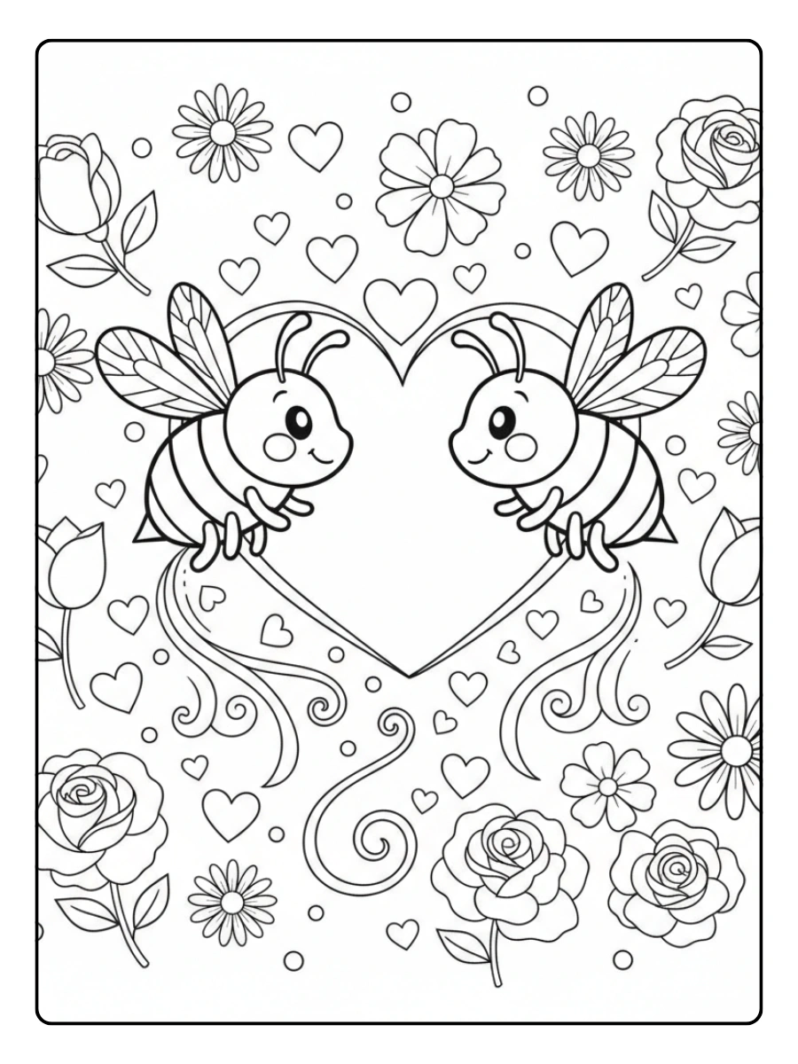 Bee Coloring Pages – Bee Love Theme