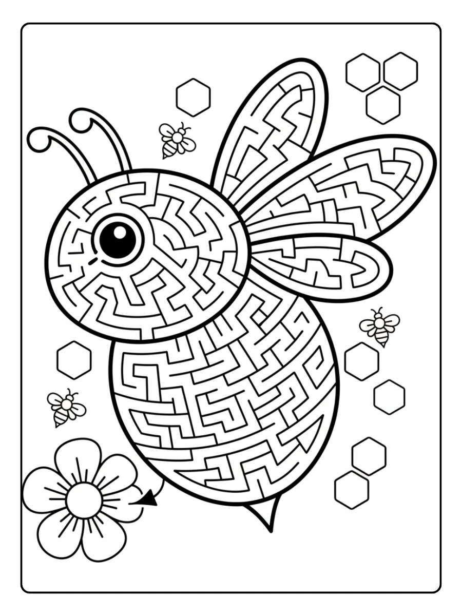Bee Coloring Pages – Bee Maze Activity