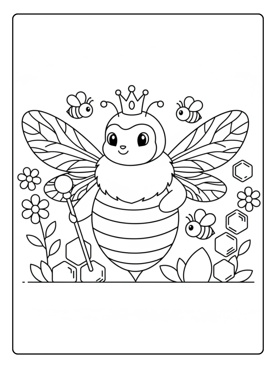 Bee Coloring Pages – Bee Queen
