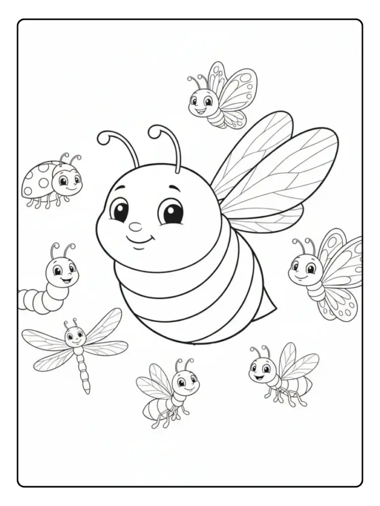 Bee Coloring Pages – Bee and Insect Friends