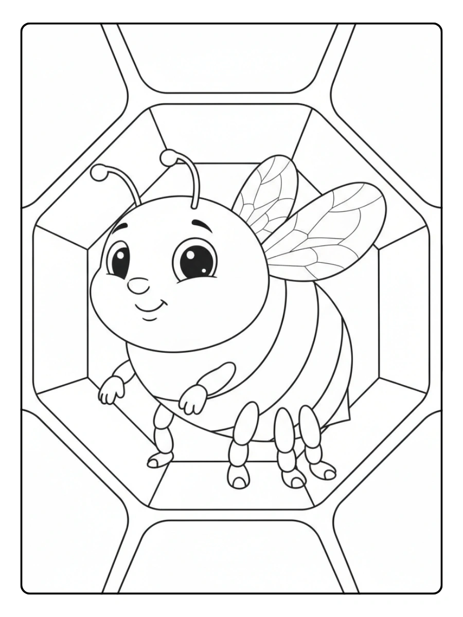 Bee Coloring Pages – Bee in Beehive Interior