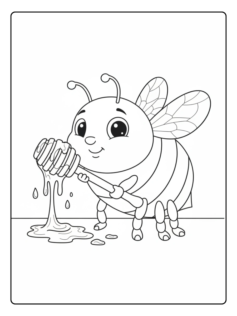 Bee Coloring Pages – Bee with Honey Drips