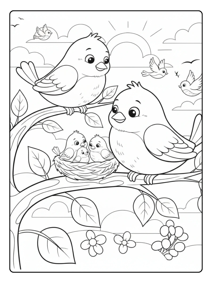 Bird Coloring Pages – Bird Family