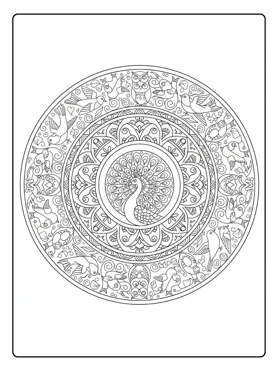 Bird Coloring Pages – Bird Mandala Style