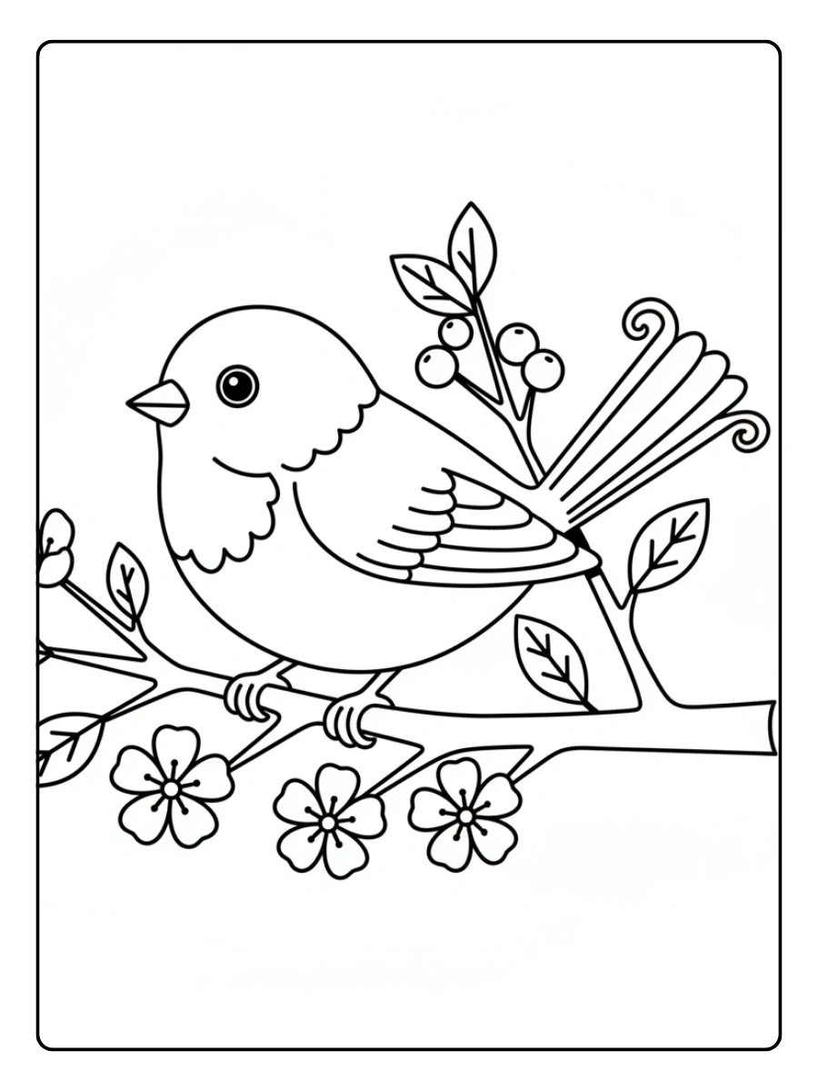 Bird Coloring Pages – Black and White Bird