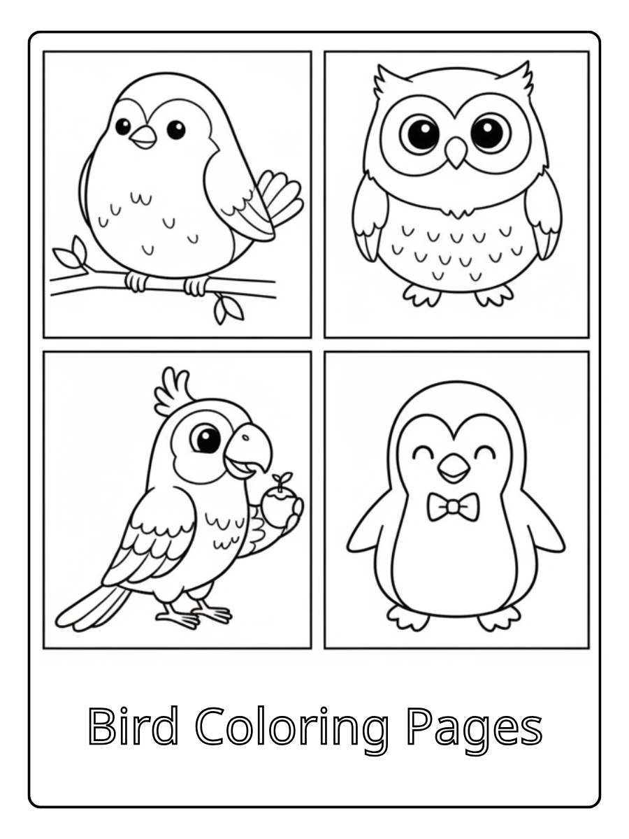 Bird Coloring Pages – Cute Bird Set